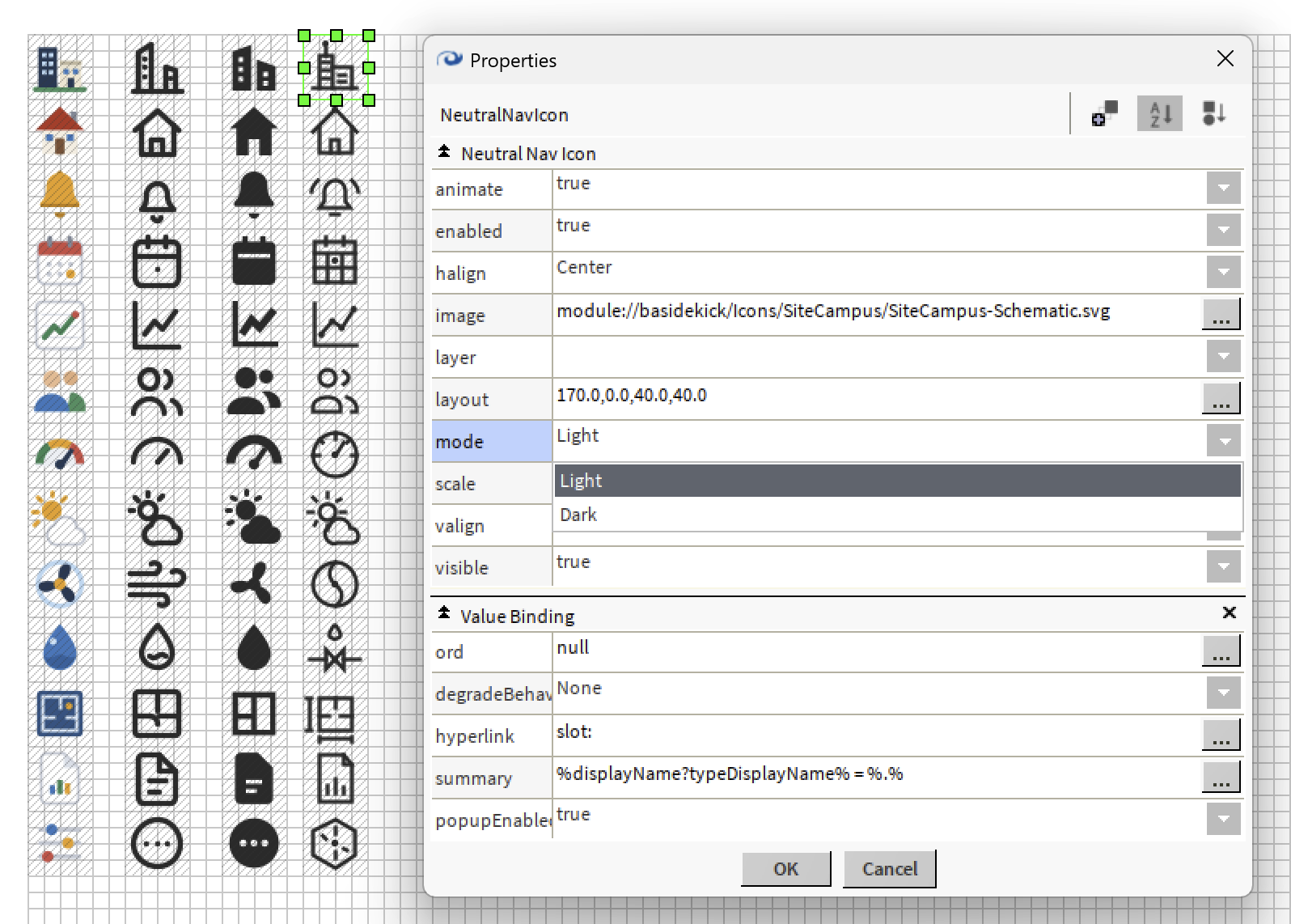 BASidekick icon styles in Workbench with light and dark mode properties