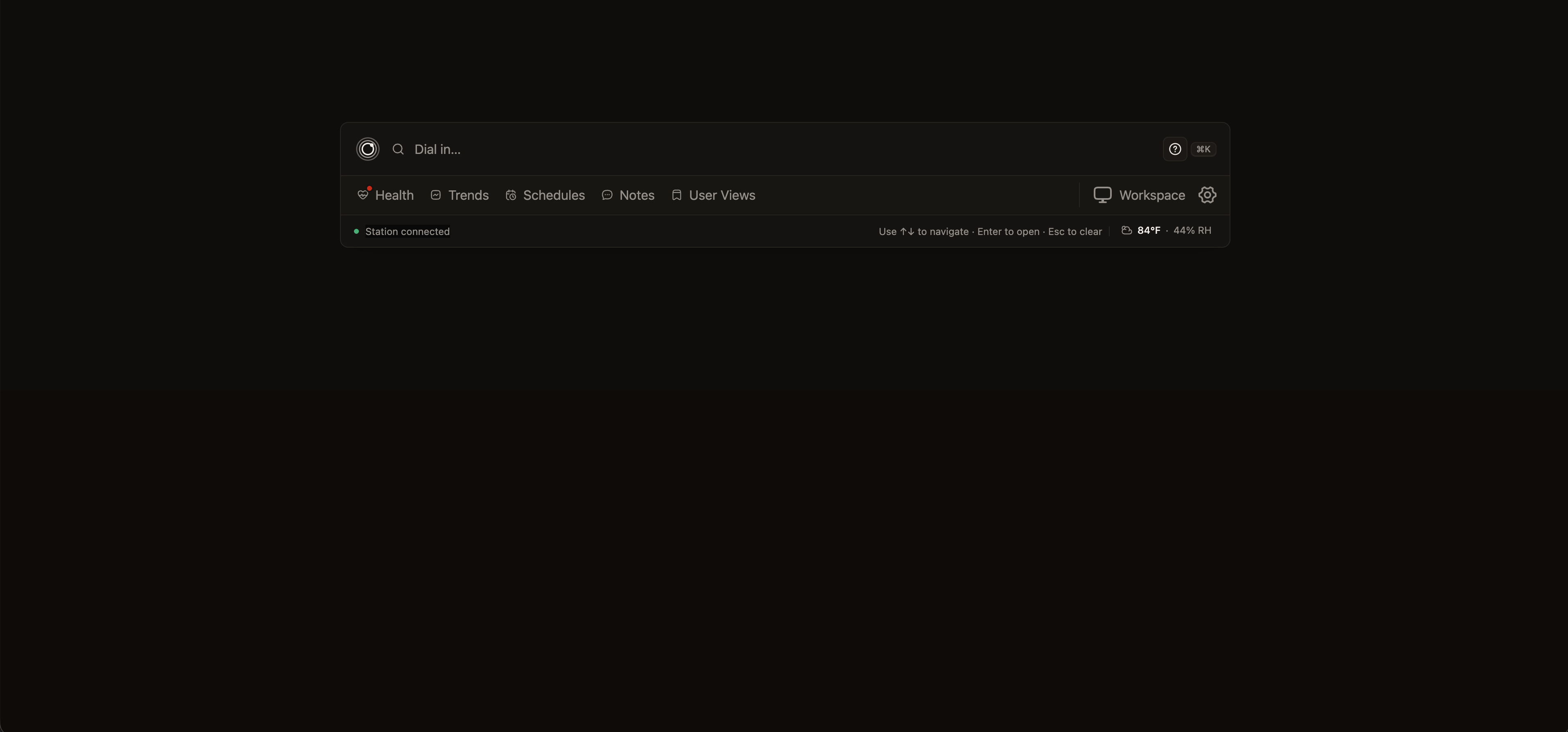Empty Dial Command window ready for a keyboard query