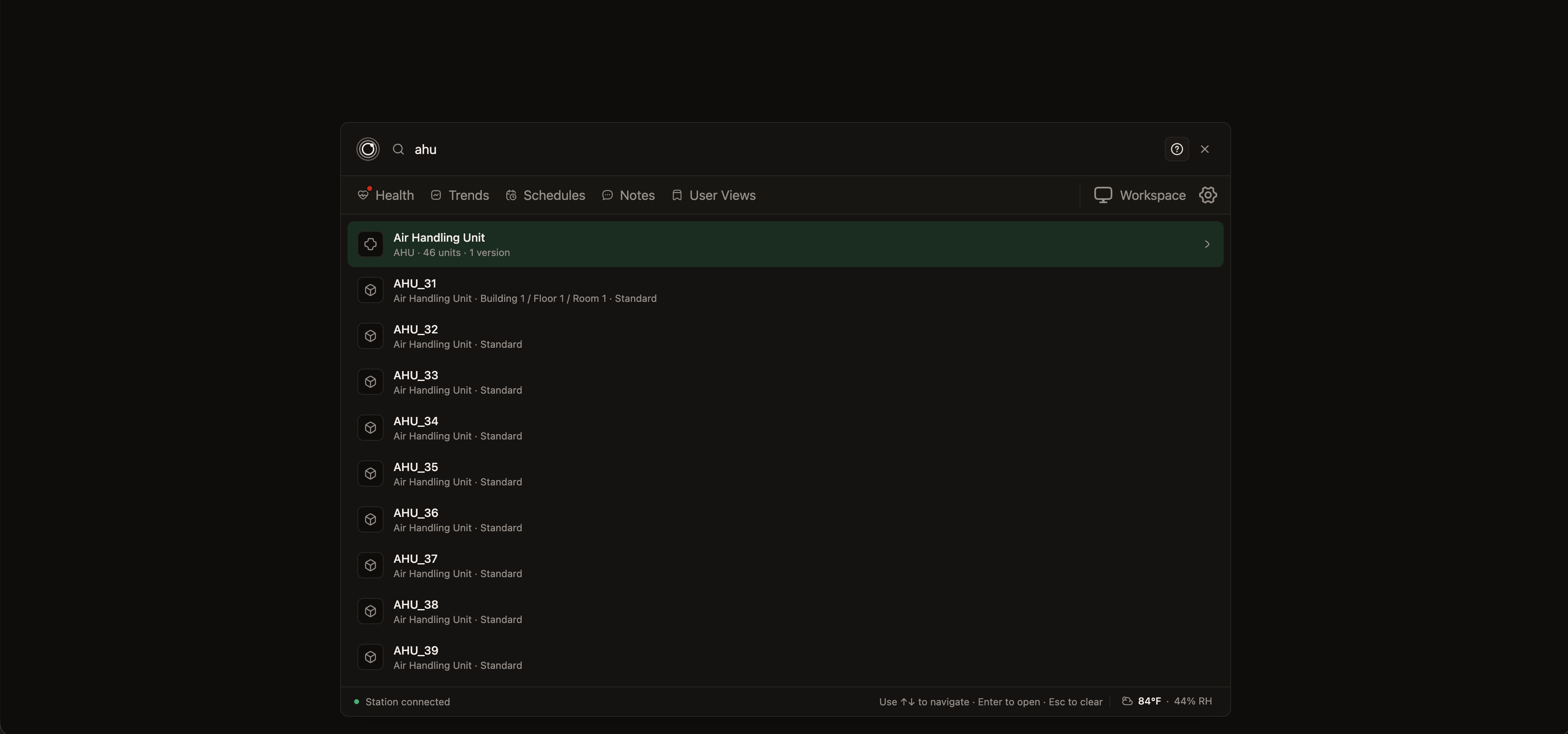 Dial Command filtering Niagara equipment from a text search